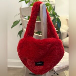 Kate Spade Faux Fur Red Heart Shoulder Bag